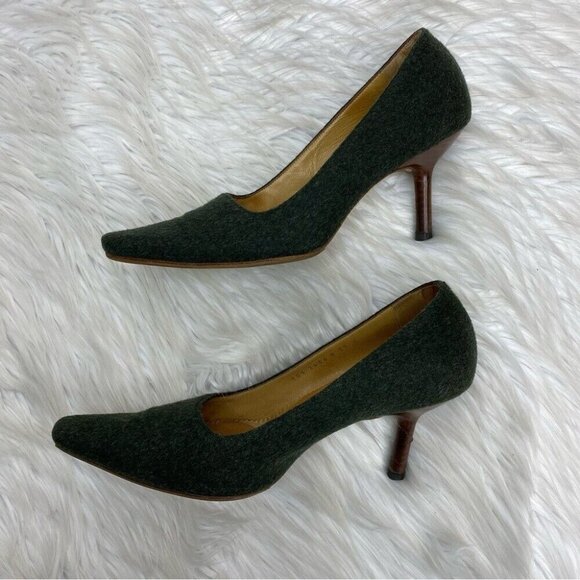 Gucci Women's Forest Green Quiet Luxury Wool Fabric Designer Pumps‎ EU 37/US 7 - Picture 8 of 15